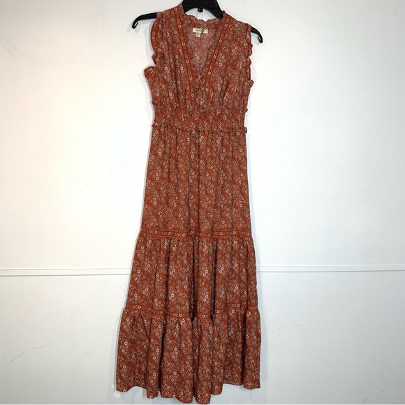 Max Studio Crepe Sleeveless Ruffle Neck Tiered Maxi Dress - Picture 4 of 13